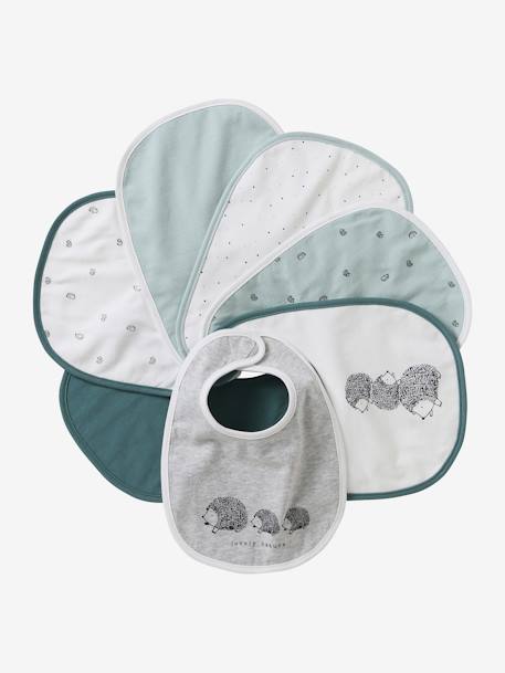 Vertbaudet Pack of 7 Newborn Bibs aqua green+Light Green/Print+multicoloured+pale pink+White 