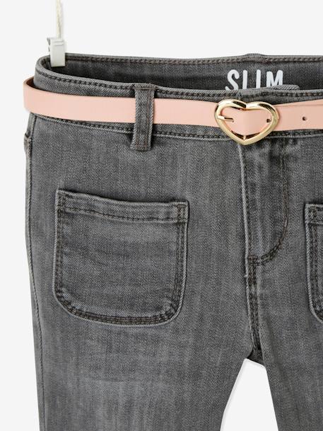 Indestructible Jeans & Fancy Belt, for Girls Light Grey+stone 