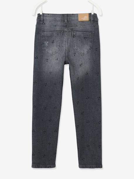 Straight Leg Jeans with Distressed Details for Girls BLUE MEDIUM WASCHED+Grey Denim 