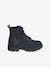 Leather Boots with Laces, Zip & Elastic, for Girls Dark Blue 