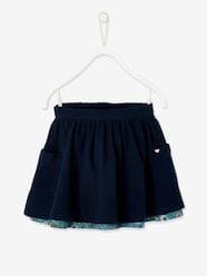 -Reversible Skirt, Plain or with Floral Print, for Girls