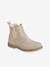 Leather Boots with Zip & Elastic for Girls black+brown+Pink+Shimmery Beige 