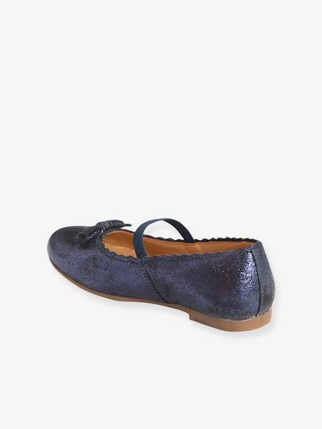 Leather Ballet Pumps, for Girls Gold+rose+Shimmery Dark Blue 