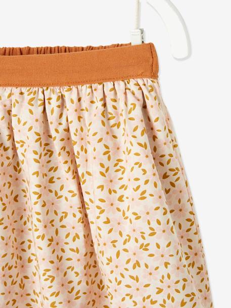 Reversible Skirt, Plain or with Floral Print, for Girls Blue+Camel+ORANGE MEDIUM SOLID 