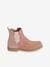 Leather Boots with Zip & Elastic for Girls black+brown+Pink+Shimmery Beige 