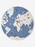 Round World Map Rug Blue 