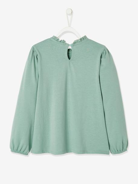 Blouse with Macramé Details, for Girls Dark Blue+Light Green 