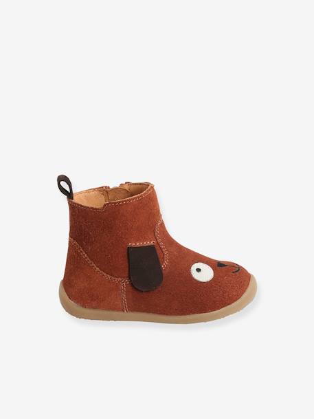 Leather Boots for Baby Boys, Designed for First Steps Brown 