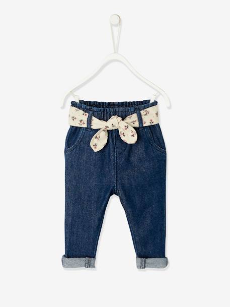 Trousers with Fabric Belt for Babies BLUE MEDIUM SOLID WITH DESIGN+Dark Blue 