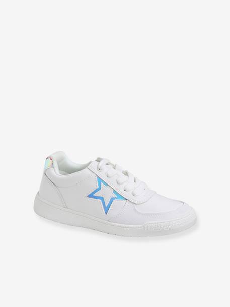 Trainers with Laces & Zip, for Girls White 