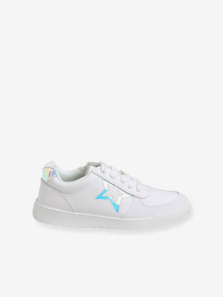 Trainers with Laces & Zip, for Girls White 