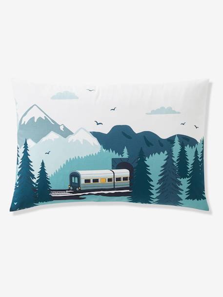 Children's Duvet Cover + Pillowcase Set, Sur les Rails Green 