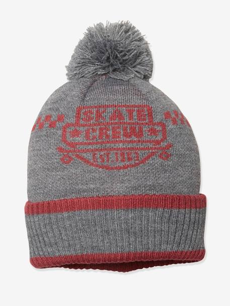 'Skate' Beanie with Pompom for Boys, Oeko Tex® Grey 