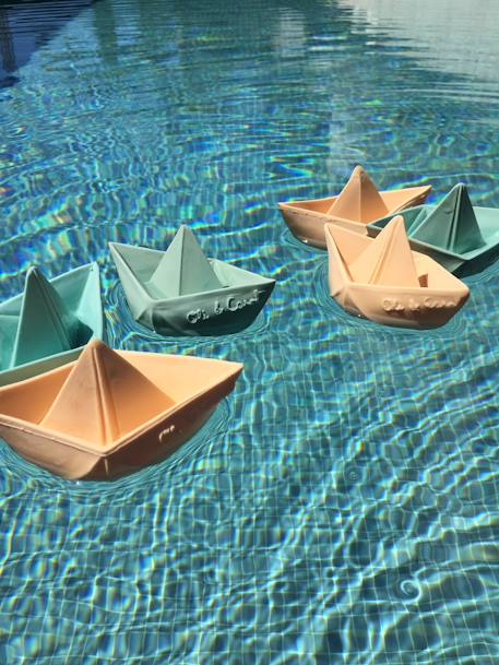 Origami Boat Bath Time Toy, by OLI & CAROL BEIGE LIGHT SOLID+BEIGE MEDIUM STRIPED 