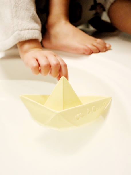 Origami Boat Bath Time Toy, by OLI & CAROL BEIGE LIGHT SOLID+BEIGE MEDIUM STRIPED 