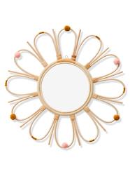 Bedding & Decor-Rattan Mirror with Pompoms