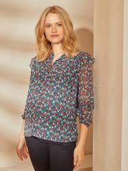 Maternity-Nursing Clothes-Floral Crêpe Blouse, Maternity & Nursing Special