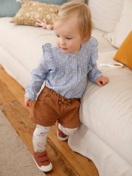 Blouse with Ruffles, for Baby Girls Dark Blue Stripes 