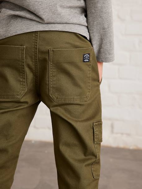 Pull-On Cargo-Type Trousers for Boys crystal blue+Dark Green+taupe 