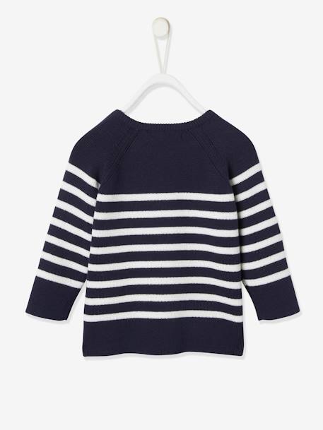 Sailor-Type Jumper for Babies BROWN MEDIUM STRIPED+Dark Blue Stripes+White Stripes 