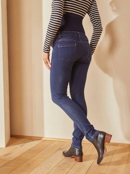 Slim Leg Maternity Jeans with Seamless Belly-Wrap Bleached Denim+Dark Blue+Grey Anthracite 