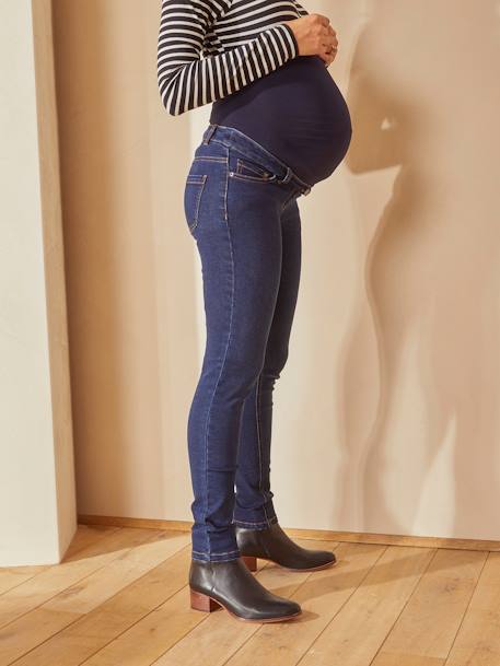 Slim Leg Maternity Jeans with Seamless Belly-Wrap Bleached Denim+Dark Blue+Grey Anthracite 