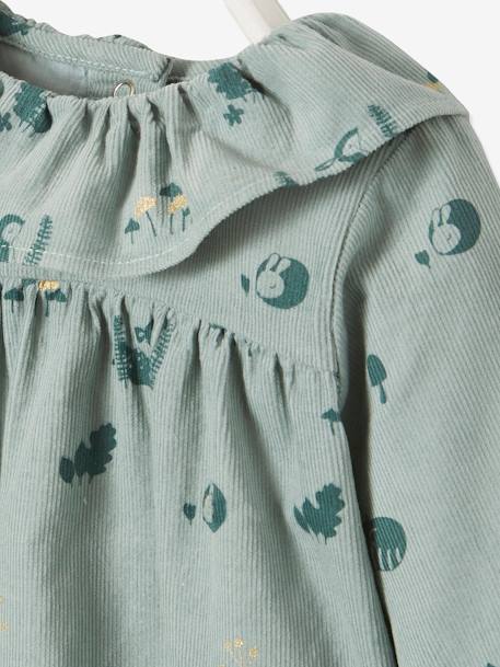 Romper Dungarees in Printed Velour for Babies Green/Print 