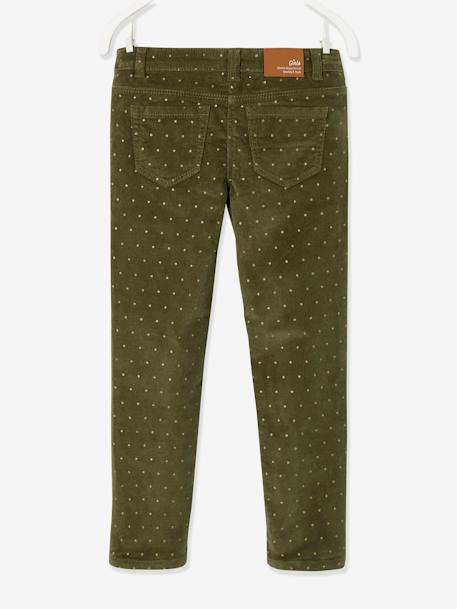 MorphologiK Slim Leg Corduroy Trousers with Iridescent Dots for Girls Green/Print 