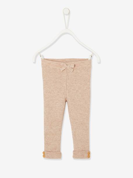 Fine Knit Leggings for Babies Beige 