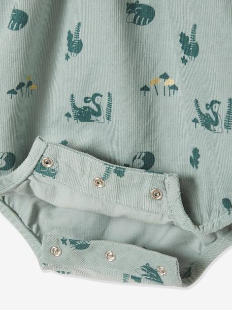 Romper Dungarees in Printed Velour for Babies Green/Print 