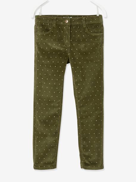 MorphologiK Slim Leg Corduroy Trousers with Iridescent Dots for Girls Green/Print 