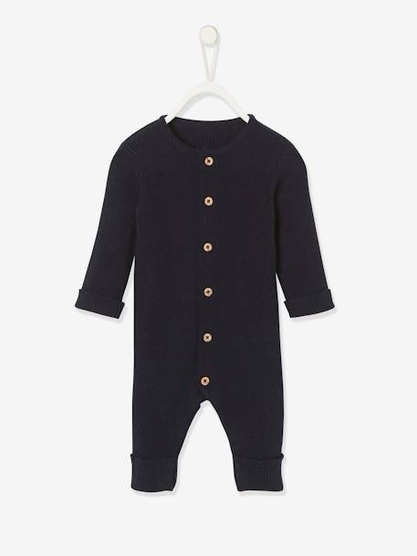 Long Sleeve Jumpsuit in Rib Knit for Babies Beige+Dark Blue+marl grey 