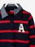 Striped 2-in-1 Effect Polo Shirt, for Boys English green+navy blue+Red Stripes 