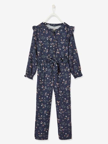 Floral Jumpsuit for Girls Dark Blue/Print+Dark Green/Print 