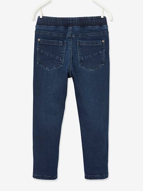 Straight Leg Jeans, Pull-On Cut, Lined, for Boys Denim Blue 