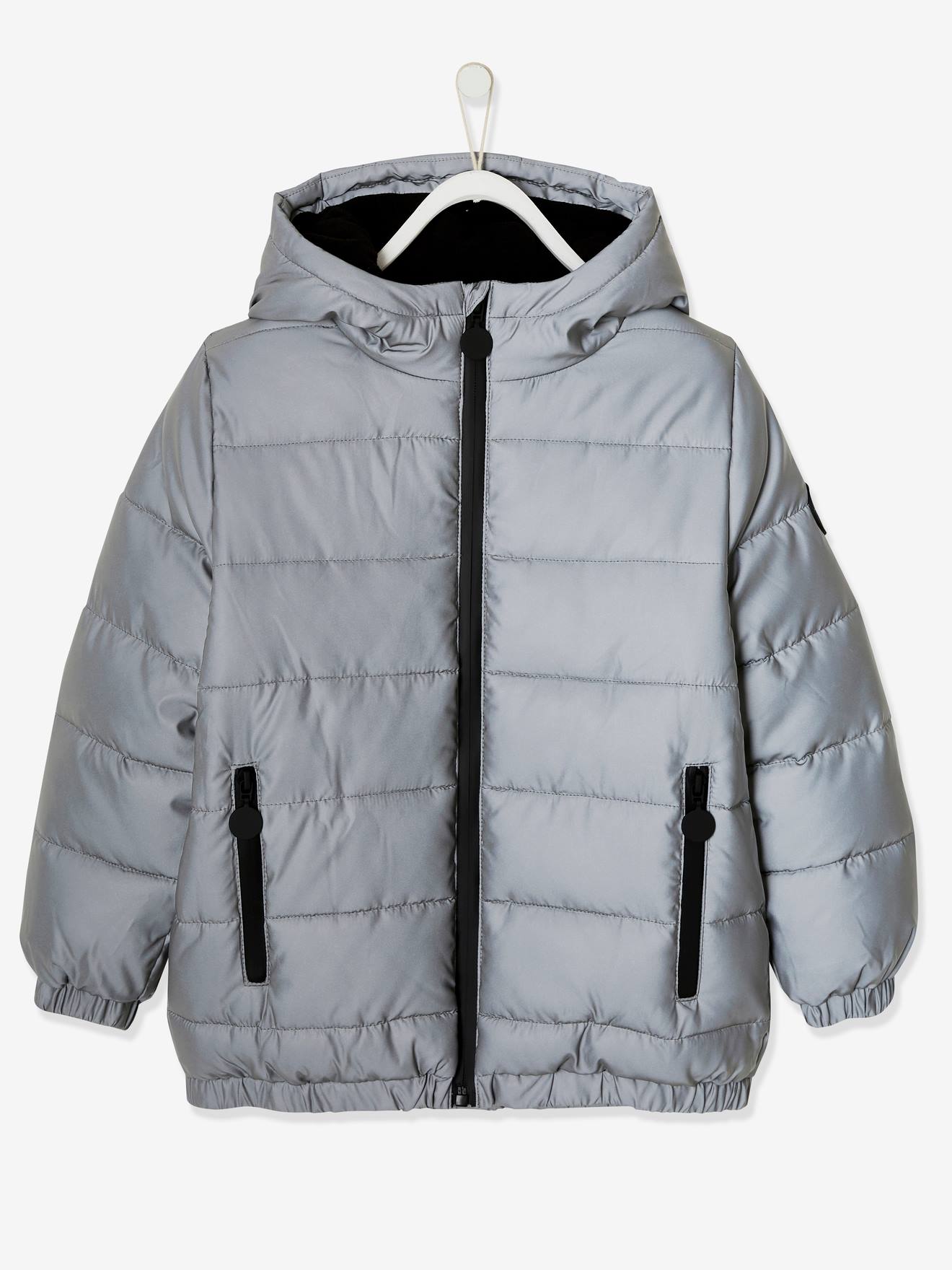 Padded Jacket with Polar Fleece Lined Hood Reflective Effect