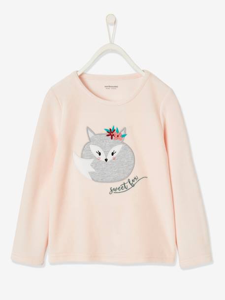 Velour Fox Pyjamas for Girls Light Pink 