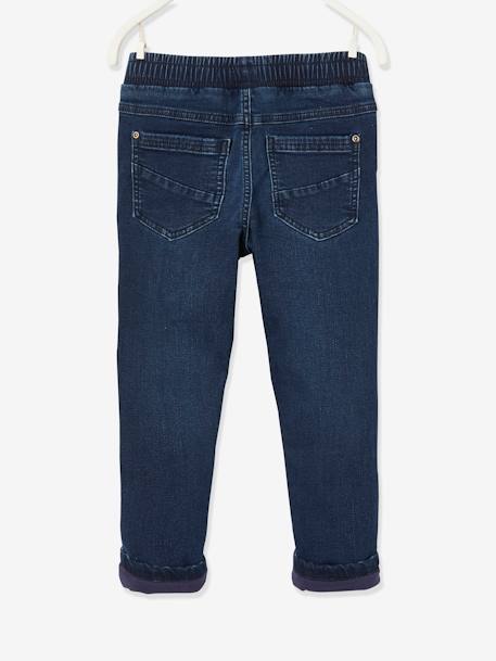 Straight Leg Jeans, Pull-On Cut, Lined, for Boys Denim Blue 