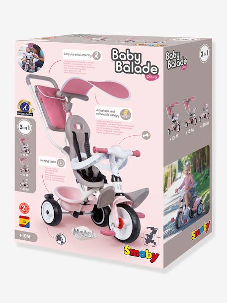 Baby Balade Plus Tricycle - SMOBY BLUE LIGHT SOLID+PINK LIGHT SOLID 