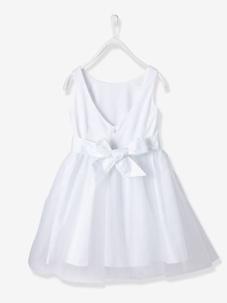 Girls' Sateen & Tulle Occasion Dress BLUE LIGHT SOLID+Light Pink+White 