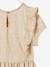 Occasion Wear Dress in Fancy Iridescent Fabric, for Girls pale pink+Shimmery Beige 