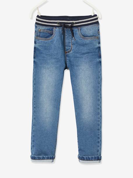 Trousers in Denim-Effect Fleece, Warm Interior brut denim+Denim Blue 