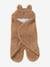 Throw Footmuff for Baby, in Plush Fabric, Lining in Jersey Knit Dark Beige+White 