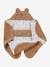 Throw Footmuff for Baby, in Plush Fabric, Lining in Jersey Knit Dark Beige+White 