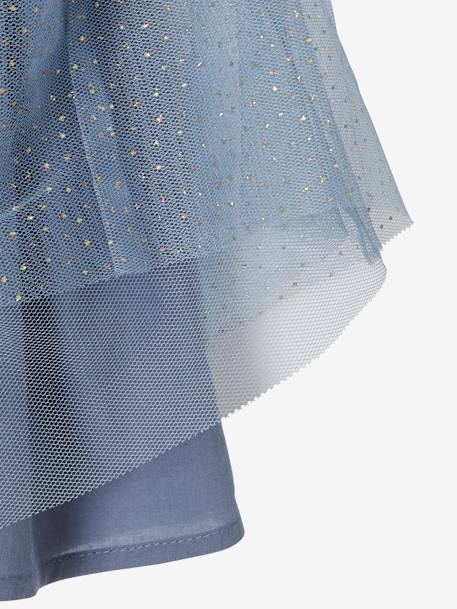 Tulle Occasionwear Skirt Sprinkled with Sequins & Glitter Blue 