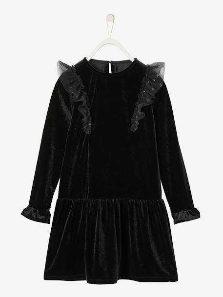 Velour Occasionwear Dress for Girls Black 