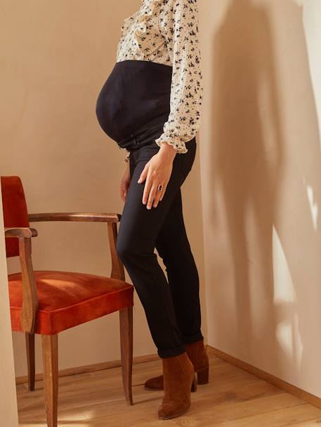 Slim Leg Maternity Jeans with Seamless Belly-Wrap Bleached Denim+Dark Blue+Grey Anthracite 