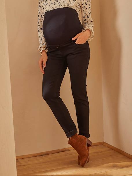 Slim Leg Maternity Jeans with Seamless Belly-Wrap Bleached Denim+Dark Blue+Grey Anthracite 