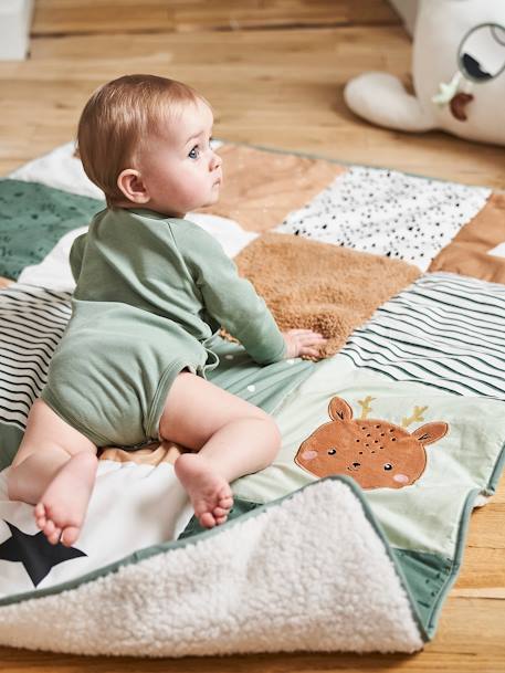 Padded Play Mat, Green Forest White 