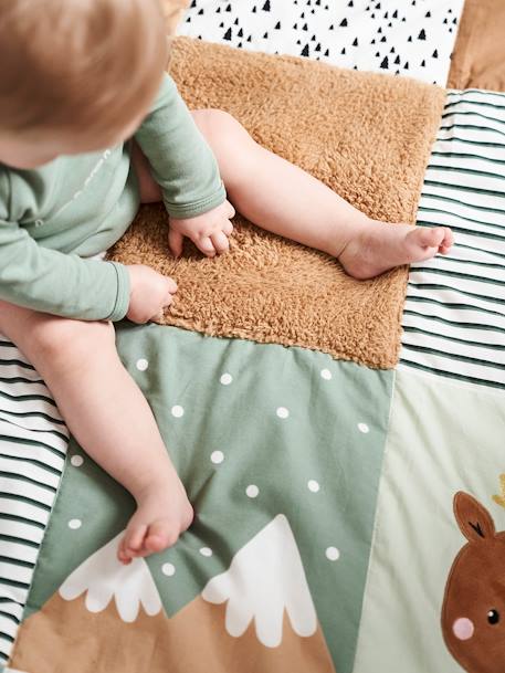 Padded Play Mat, Green Forest White 